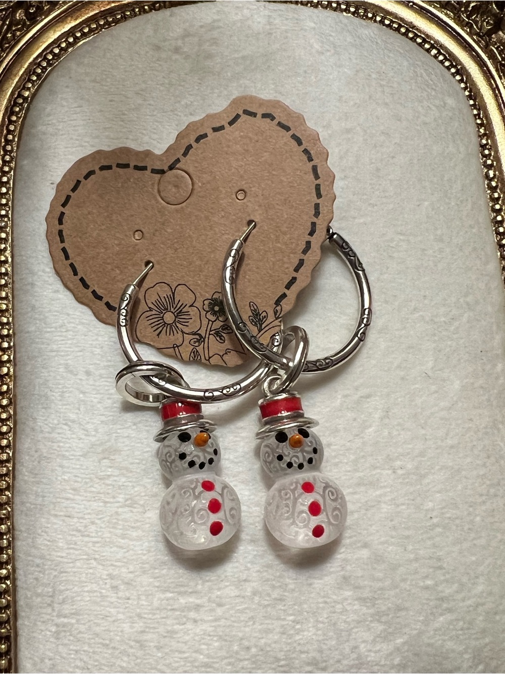 Brighton Christmas Frosty Snowman Hoop Earrings